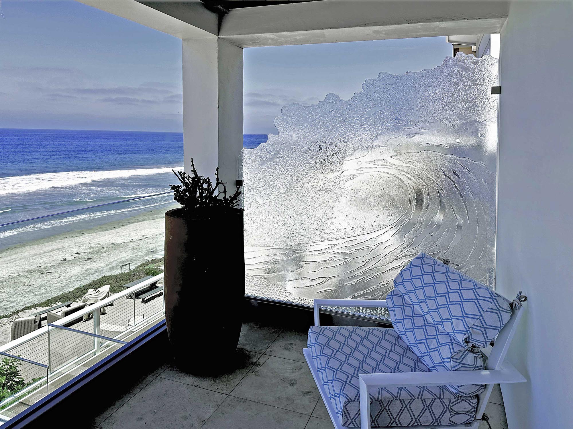 Cast Glass Wave End Caps For Southern California Beach House