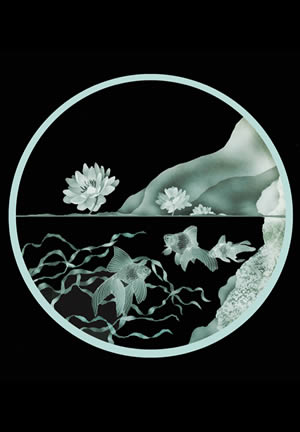 window with fantail fish