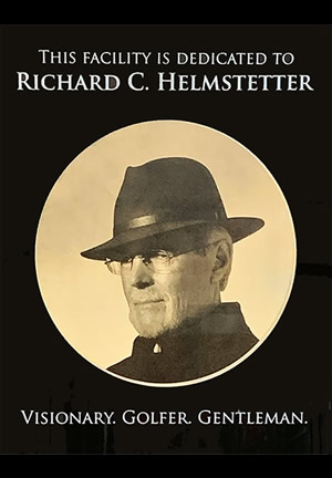 etched glass plaque commemorative plaque at “The Bridges Golf Center” at The Bridges Country Club.  The plaques is to commemorate  Richard C. Helmstetter of Callaway Golf fame