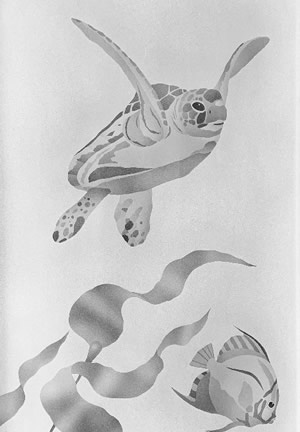 Etched Glass Sidelight in Laguna Beach (Orange County) California