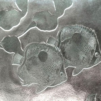 Detail shot of Cast Glass Privacy wall 5 feet tall by 26 feet long for Del Mar, California residence