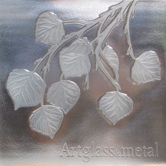 Cast  Glass Aspen Branch and Leaves with etching after casting