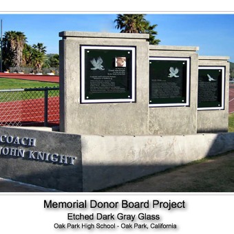 Memorial Donor Board Project - Dark Gray Glass, Oak Park High School, Oak Park, California