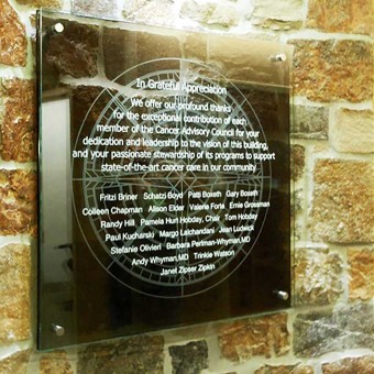 Donor Board, Tahoe Forest Hospital, Gene Upshaw Cancer Center - Etched and Pigmented Glass