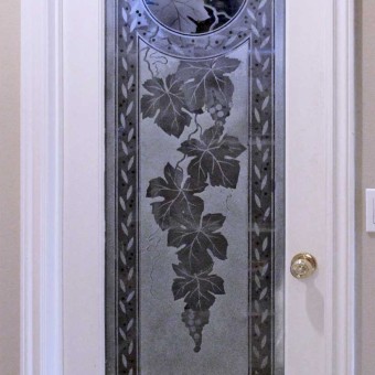 Glass Pantry Door with Etched Grape motif