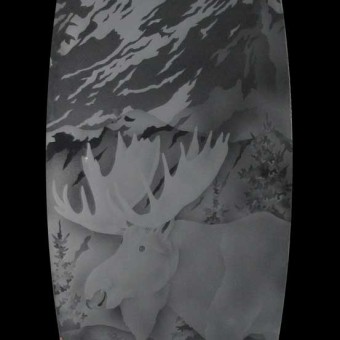 Door Panel with Wildlife and Mountain Scene