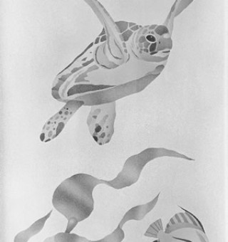 Etched Glass Sidelight in Laguna Beach (Orange County) California