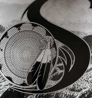 Huge Black Glass Photo Etching for Soboba Casino Resort